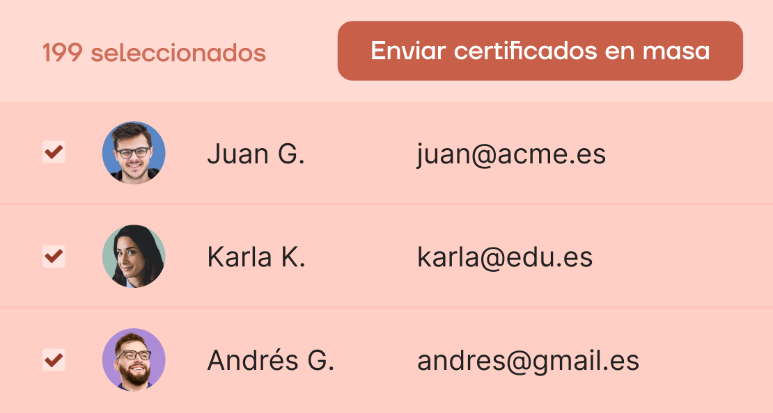 Enviar certificados por correo electrónico
