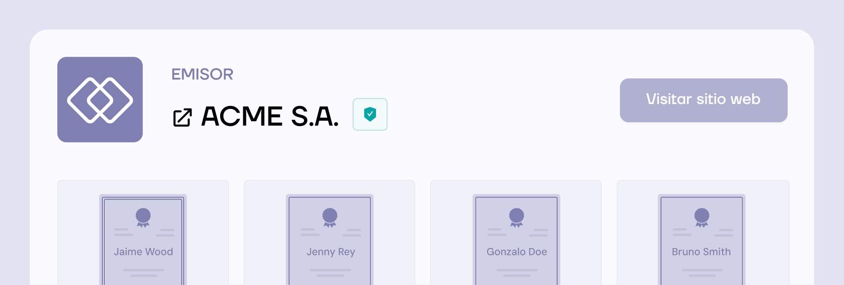 Portal de credenciales con marca