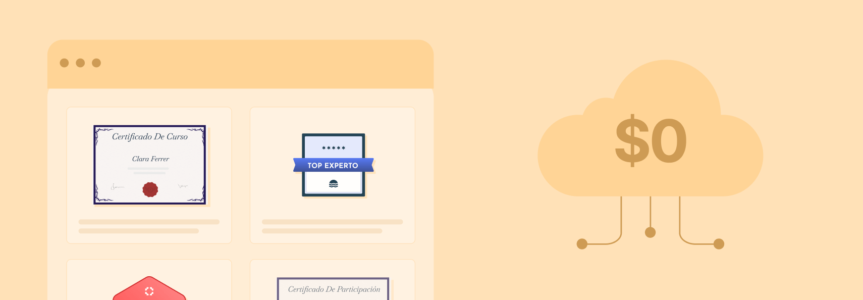 Alojamiento ilimitado de certificados, diplomas y insignias