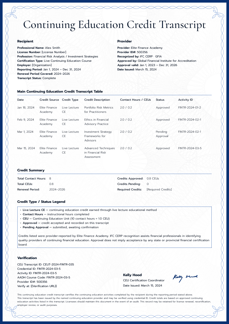 Blue CEU Transcript image 1