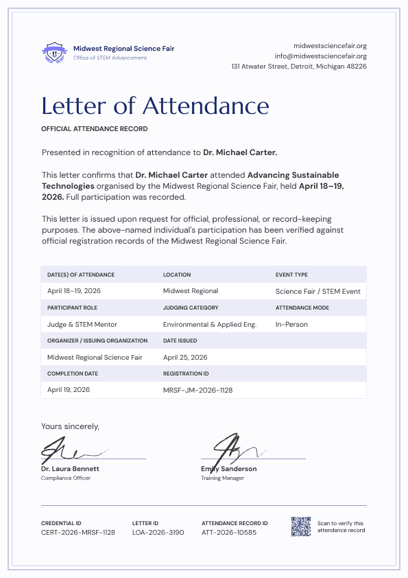 Navy Attendance Letter image 1