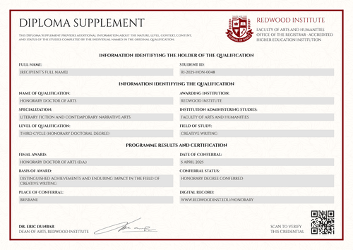 Formal red PhD diploma supplement template