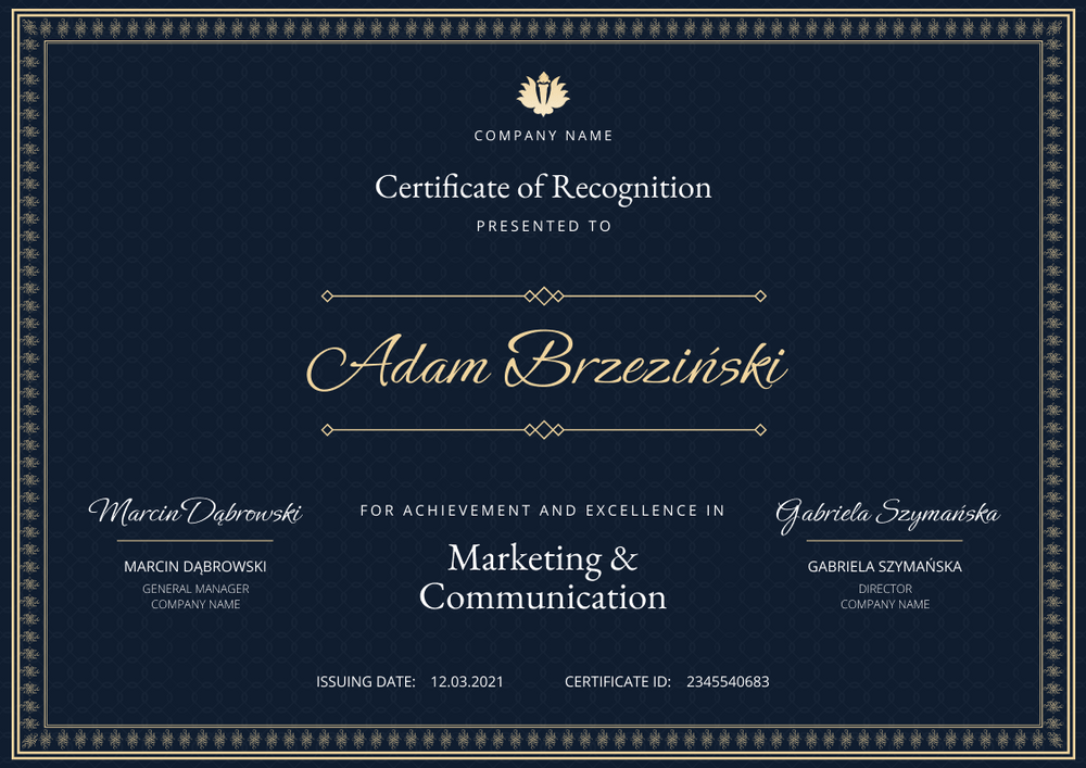 navy blue formal certificate of recognition landscape 12323 navy blue formal certificate of recognition landscape 12323
