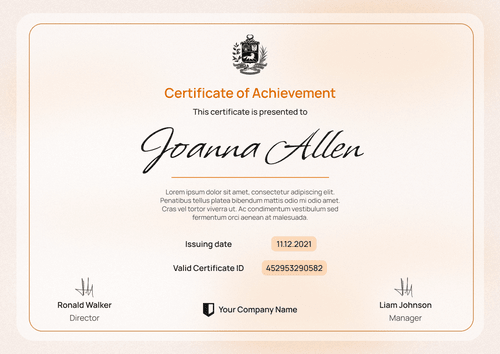 orange modern certificate of achievement landscape 12754 orange modern certificate of achievement landscape 12754