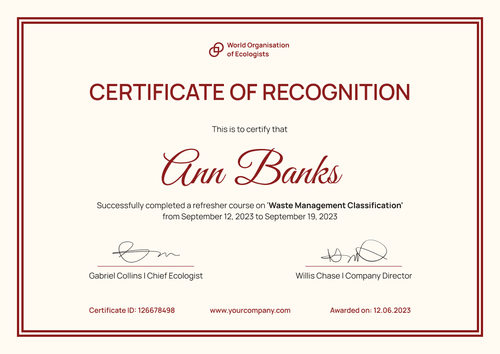 Plain and neat certificate of recognition template landscape Plain and neat certificate of recognition template landscape