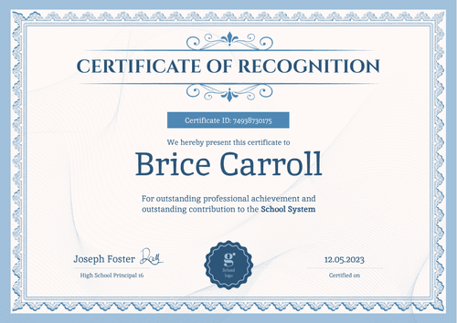 Formal and stately certificate of recognition template landscape Formal and stately certificate of recognition template landscape
