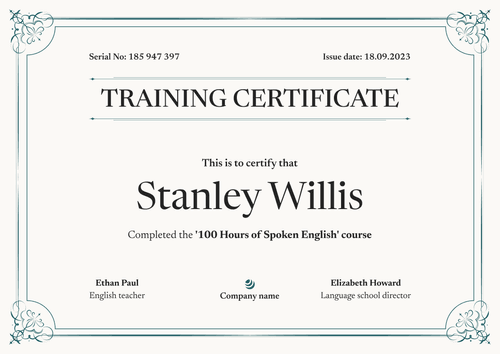 Simple and elegant certificate of training template landscape Simple and elegant certificate of training template landscape