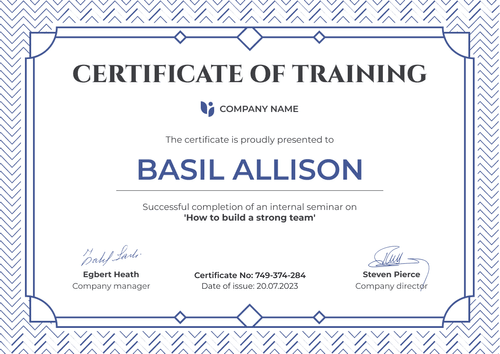 Simple and framed certificate of training template landscape Simple and framed certificate of training template landscape
