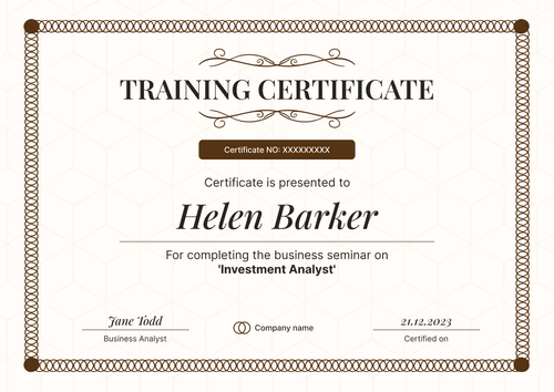 Detailed and formal training certificate template landscape Detailed and formal training certificate template landscape