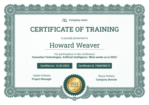 Professional and decorative training certificate template landscape Professional and decorative training certificate template landscape