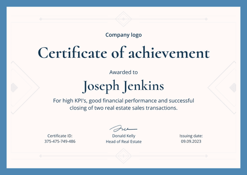 Simple and minimalistic certificate of achievement landscape Simple and minimalistic certificate of achievement landscape