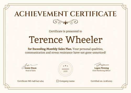 Decorated and formal certificate of achievement landscape Decorated and formal certificate of achievement landscape