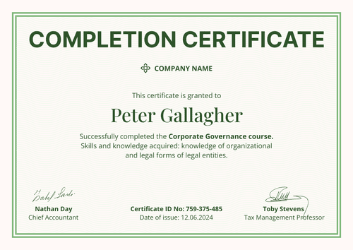 Simple and editable completion certificate template landscape Simple and editable completion certificate template landscape