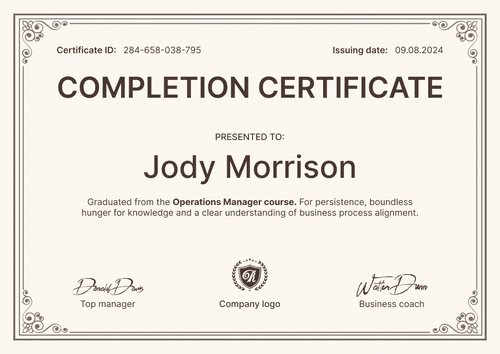 Refined and formal completion certificate template free landscape Refined and formal completion certificate template free landscape