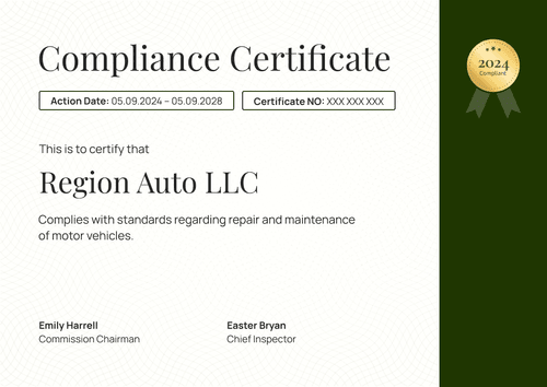 Eco-friendly and professional compliance certificate landscape Eco-friendly and professional compliance certificate landscape