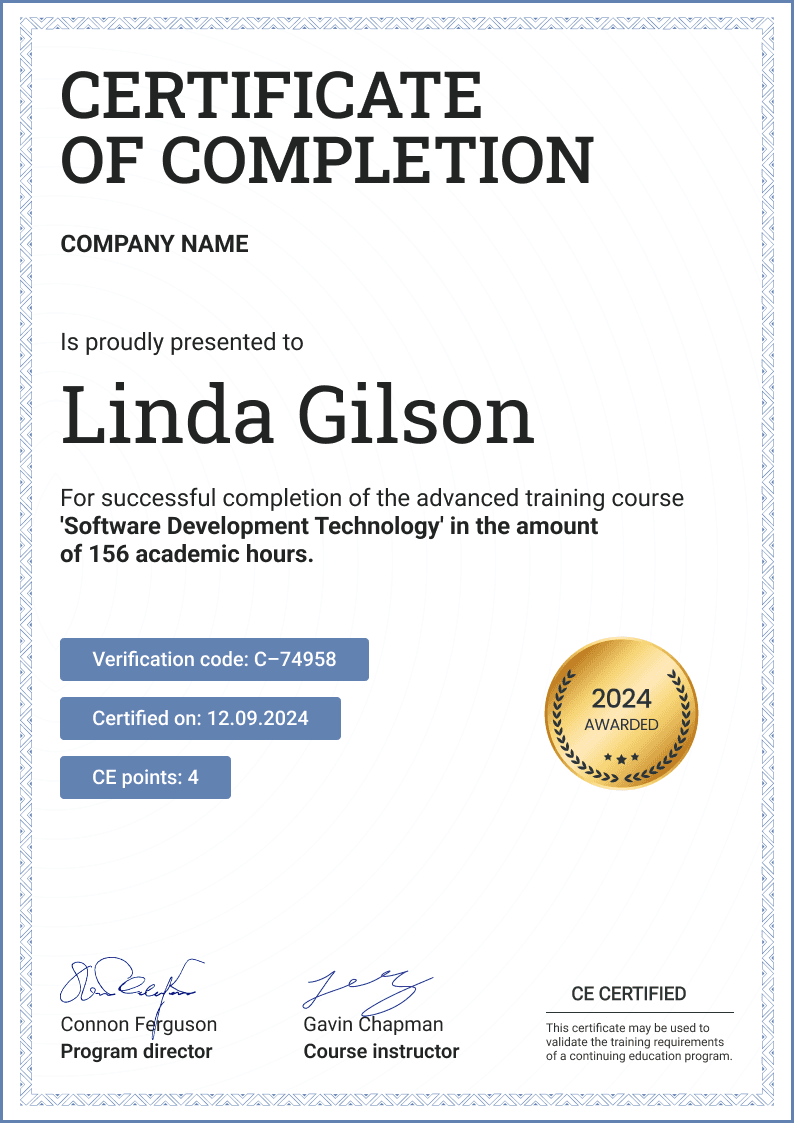 Bright and professional Continuing Education certificate template Bright and professional Continuing Education certificate template