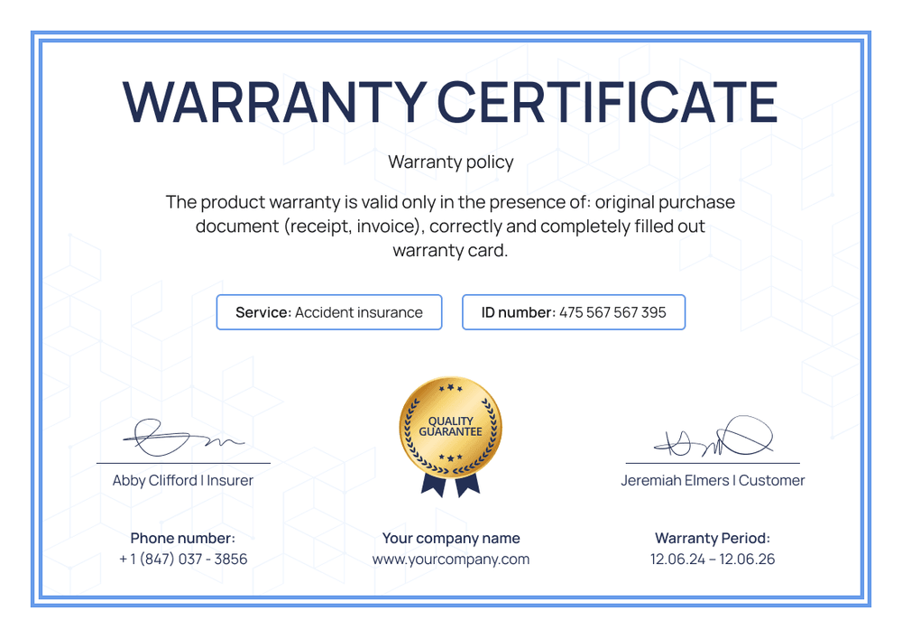 Bright and simple warranty certificate template landscape Bright and simple warranty certificate template landscape