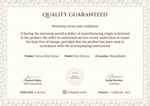 Simple and traditional warranty certificate template landscape Simple and traditional warranty certificate template landscape