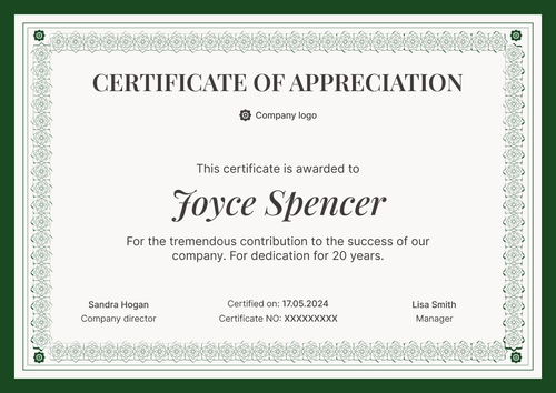 Ornate and professional certificate of appreciation template landscape Ornate and professional certificate of appreciation template landscape