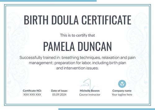 Pure and professional doula certificate template landscape Pure and professional doula certificate template landscape