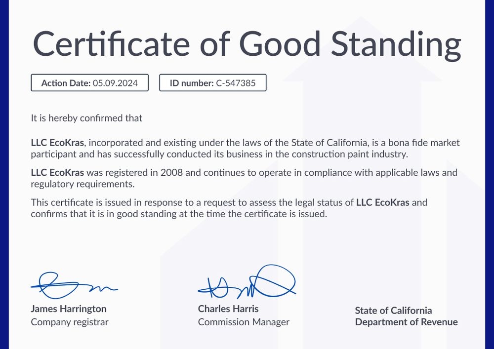 Formal and professional certificate of good standing template landscape Formal and professional certificate of good standing template landscape
