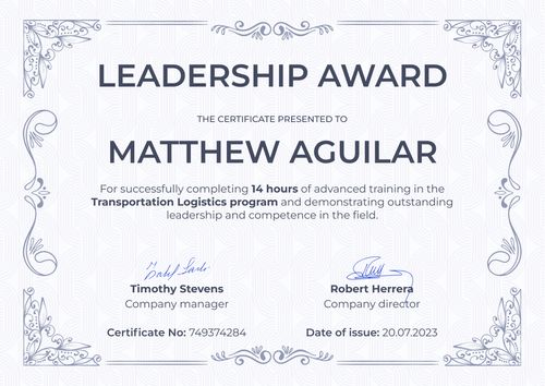 Formal and professional leadership certificate template landscape Formal and professional leadership certificate template landscape