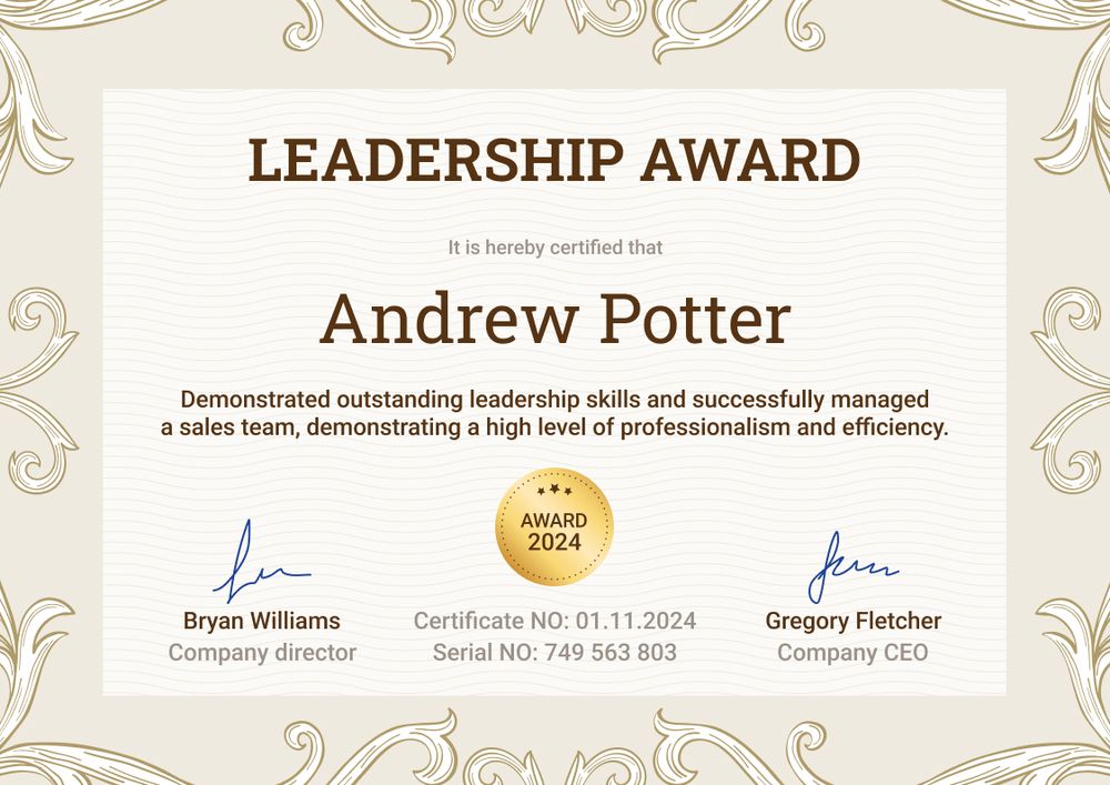 Impressive and professional leadership certificate template landscape Impressive and professional leadership certificate template landscape