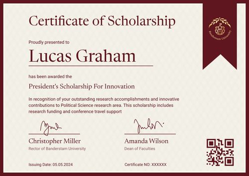 Traditional and formal scholarship certificate template landscape Traditional and formal scholarship certificate template landscape