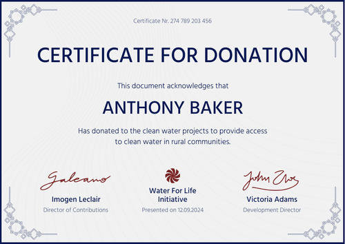Stylish and formal donation certificate template landscape Stylish and formal donation certificate template landscape