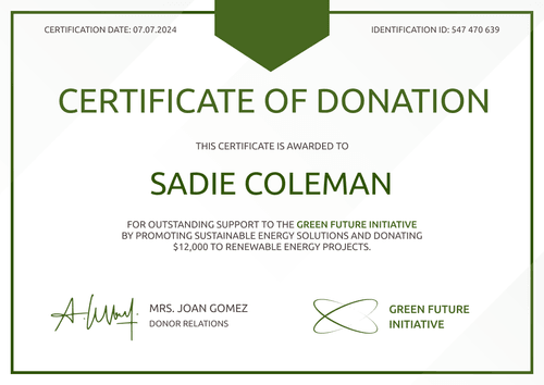 Ecological and formal donation certificate template landscape Ecological and formal donation certificate template landscape
