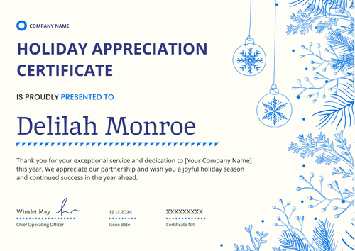 Free Snowy Christmas Certificate Template - Customize & Download Landscape Free Snowy Christmas Certificate Template - Customize & Download Landscape
