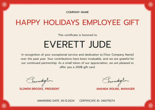 Free Modern and Printable Christmas Gift Certificate Template - Edit & Download Landscape Free Modern and Printable Christmas Gift Certificate Template - Edit & Download Landscape
