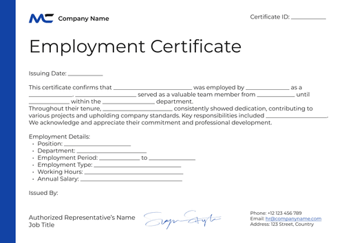 Free Classic Certificate of Employment Template - Edit & Download Landscape Free Classic Certificate of Employment Template - Edit & Download Landscape