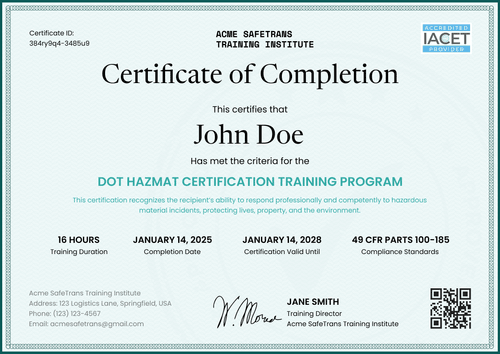Free Simple Hazmat Certificate Template – Certify Safely Landscape Free Simple Hazmat Certificate Template – Certify Safely Landscape