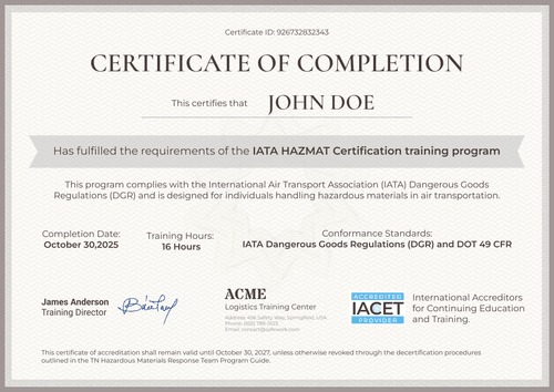 Brown Hazmat Certificate Template – Free & Customizable Landscape Brown Hazmat Certificate Template – Free & Customizable Landscape