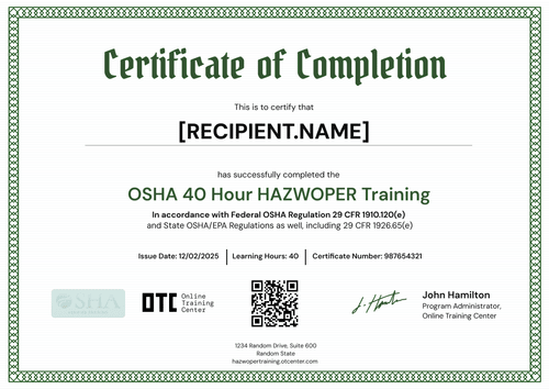 Professional Green OSHA Certificate Template – Free to Use Online Landscape Professional Green OSHA Certificate Template – Free to Use Online Landscape