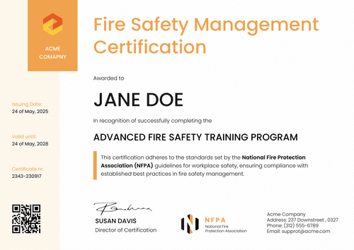 Professional Fire Safety Training Certificate Template – Edit Online with Certifier Landscape Professional Fire Safety Training Certificate Template – Edit Online with Certifier Landscape
