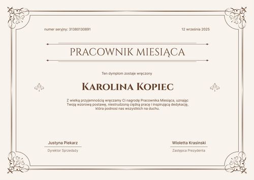 Darmowy dyplom pracownika miesiąca wzór - poziom Darmowy dyplom pracownika miesiąca wzór - poziom