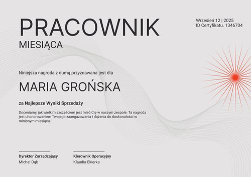 Darmowy i wyrazisty dyplom pracownika miesiąca wzór – pozioma Darmowy i wyrazisty dyplom pracownika miesiąca wzór – pozioma