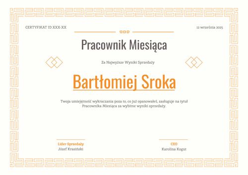Klasyczny dyplom pracownika miesiąca – pozioma Klasyczny dyplom pracownika miesiąca – pozioma