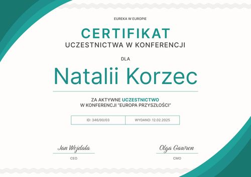 Uniwersalny certyfikat uczestnictwa – pozioma Uniwersalny certyfikat uczestnictwa – pozioma