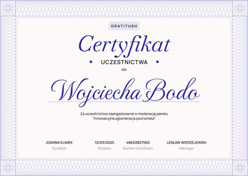 Elegancki certyfikat uczestnictwa – pozioma Elegancki certyfikat uczestnictwa – pozioma