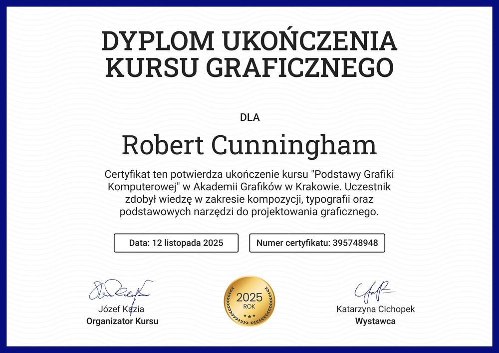 Ponadczasowy dyplom ukończenia kursu – pozioma Ponadczasowy dyplom ukończenia kursu – pozioma