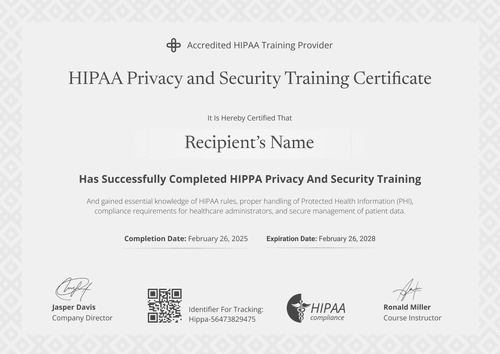 Free Printable HIPAA Training Certificate Template - Customize Online Landscape Free Printable HIPAA Training Certificate Template - Customize Online Landscape