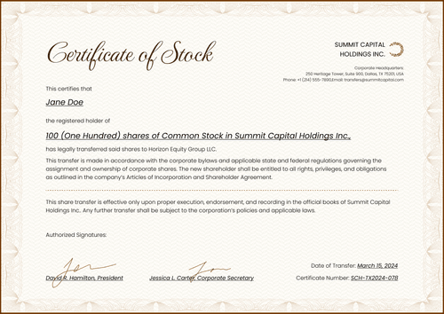 Free Elegant Brown Stock Certificate Template – Customizable & Professional Landscape Free Elegant Brown Stock Certificate Template – Customizable & Professional Landscape