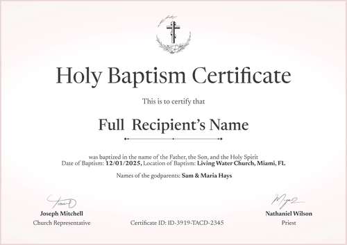 Baptism Certificate Template – Landscape Baptism Certificate Template – Landscape