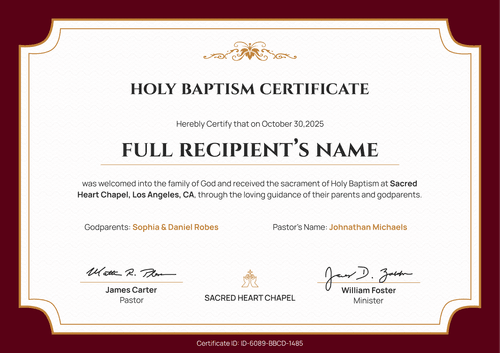 Timeless Certificate of Baptism Template – Landscape Timeless Certificate of Baptism Template – Landscape
