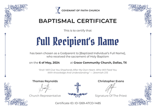 Free Baptism Certificate Template – Landscape Free Baptism Certificate Template – Landscape