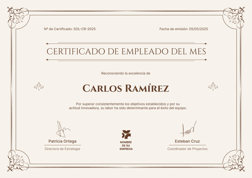 Empleado del mes plantilla elegante y formal – Horizontal Empleado del mes plantilla elegante y formal – Horizontal