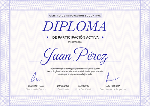 Plantilla de certificado de participación profesional – Horizontal Plantilla de certificado de participación profesional – Horizontal